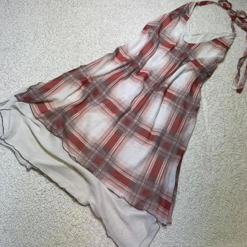Free People Intimately Seeing Double Printed Midi Slip Dress Red Combo XL NWT - Picture 2 of 9
